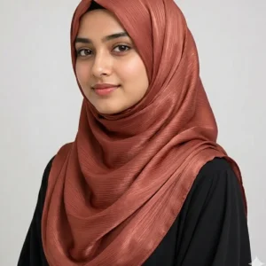 Luxury Muna Silk Hijab, Color- Terracotta